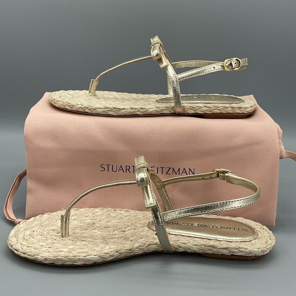 NEW Stuart Weitzman Women’s Felicity Espadrille Sandals Gold Size 6B - Picture 2 of 10